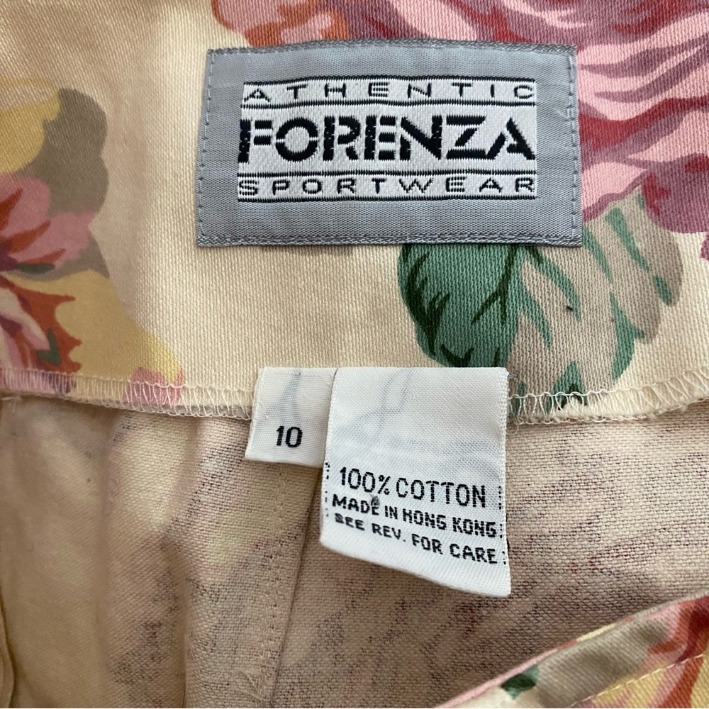 Vintage 80s Forenza Floral Pencil Skirt Roses Pink Green Yellow Ivory sz M 10 - Picture 2 of 7